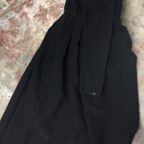 Vintage 1940s 1950s | Black Fit & Flare Dress Pinup Rockabilly Goth Dress | S