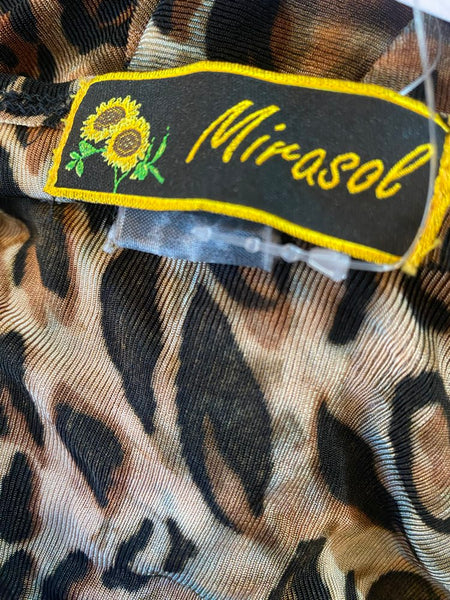 90s Leopard Slinky Stretch Side Tie Top Mirasol Casual Glam Indie Sleaze L/XL