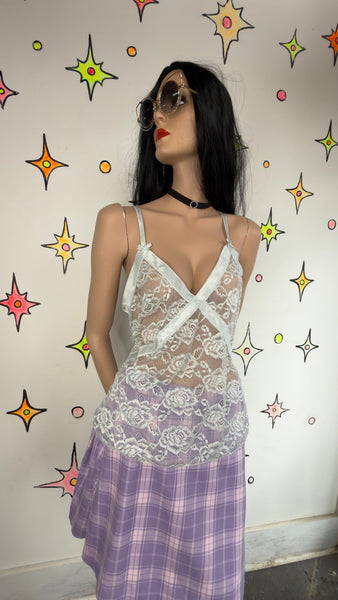 Pastel Blue Lace Cami Coquette Fairy Core Slip Top Y2K Lingerie Style - Large