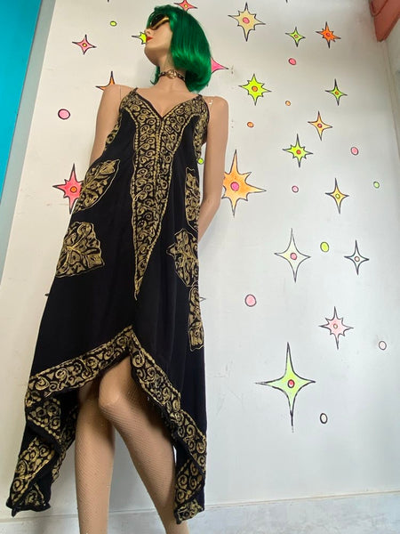 Whimsigoth Asymmetric Dress Boho Fairy Grunge Gauzy Maxi Size S/M
