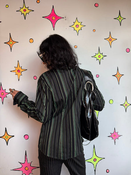 Y2K Pinstripe Shirt | Fairy Grunge Mall Goth Indie Sleaze Dark Academia L/XL
