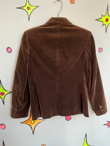 Vintage 70s Chocolate Brown Velvet Blazer Retro Boho Western Made in Japan ML