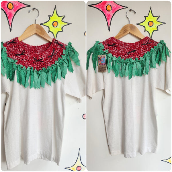 Vintage 80s 90s | Embellished Watermelon Art Handmade T Shirt