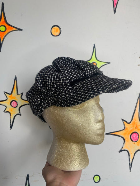 Houndstooth Mod Cap with Bow Kate Landry Dark Academy Retro Chic