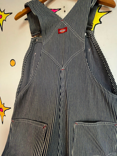 Vintage Dickies Railroad Pinstripe 38x30 Denim Bib Overalls Workwear Grunge XL
