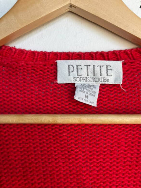 Vintage Red Christmas Sweater Tree Presents & Owl Ugly Xmas Party Sweater – M