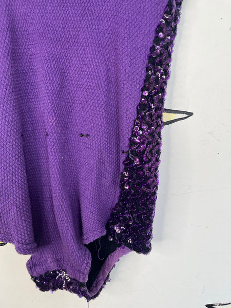 Vintage Dance Costume | Purple Sequin Showgirl Burlesque Circus Leotard Playsuit