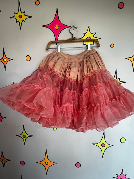 Vintage Pink Petticoat 50s Poofy Crinoline Square Dance Skirt Rockabilly Pinup S