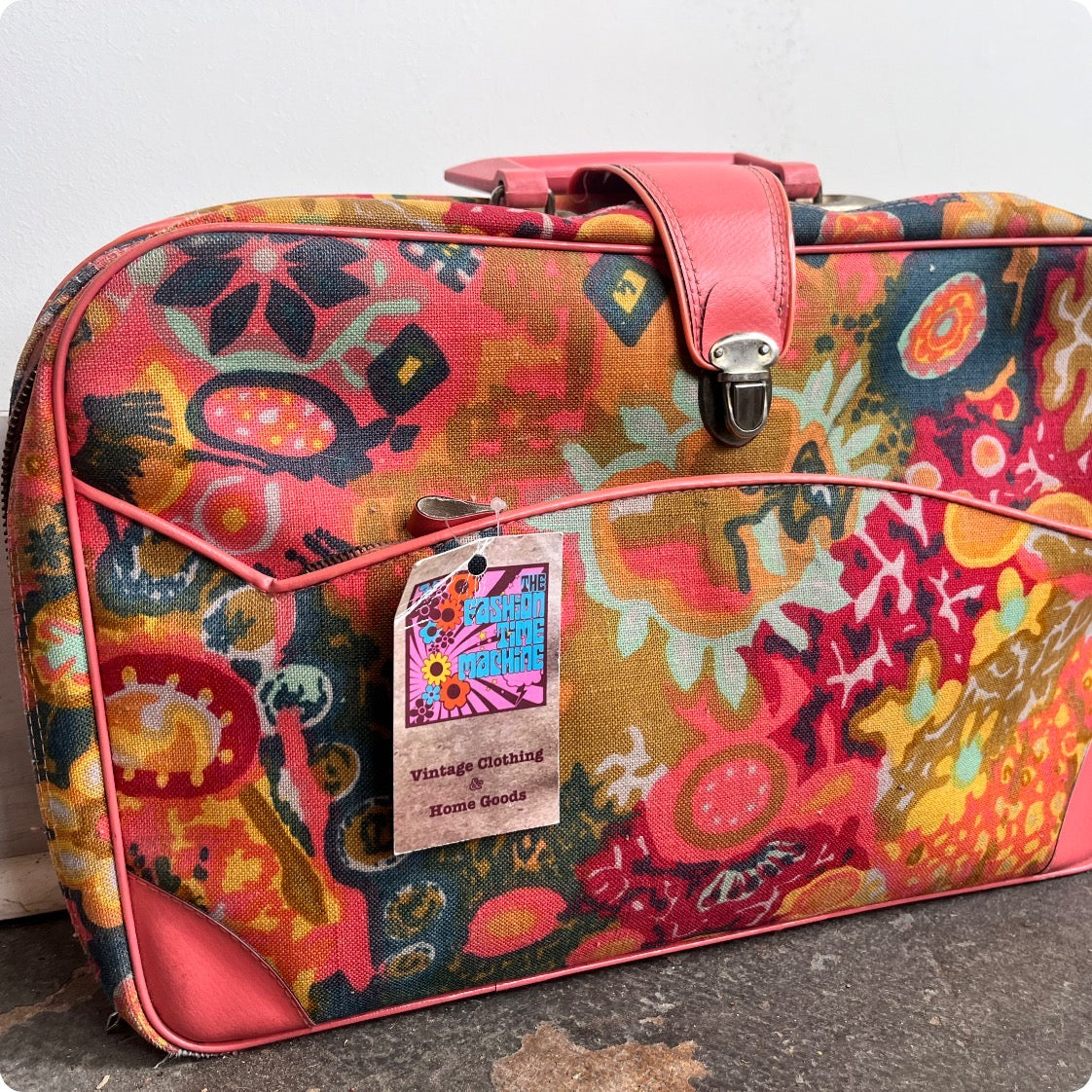 Vintage 1960's 60s | Pink Mod Groovy Psychedelic Travel Case Suitcase