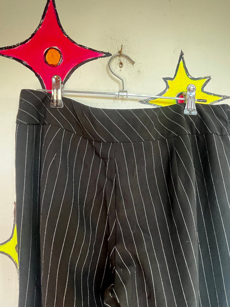 90s Y2K Pinstripe Flare Pants Low Rise Trousers Indie Sleaze Goth Grunge XS