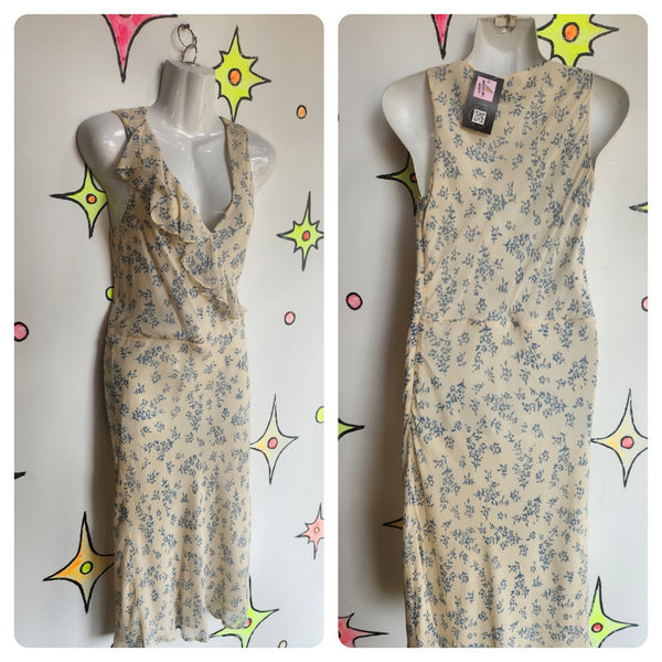 Vintage 90s Y2K | Fairy Grunge Ruffle Silk Slip Dress | Small