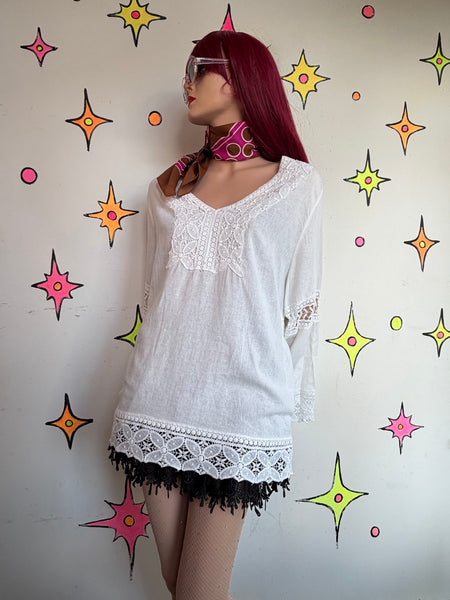 Vintage 70s Geometric Polka Dot Scarf Mod Retro Square Neck Scarf