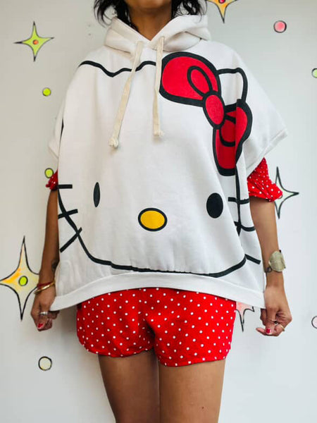 Vintage Y2K Hello Kitty Sleeveless Hoodie Fairy Grunge Sanrio Classic | Size ML
