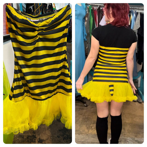 Vintage 90s Y2K | Bee Costume Dreamgirl Yellow & Black Party Dress w Tutu | S