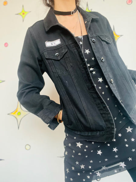 Kiki's Delivery Service Black Denim Jacket Studio Ghibli Witchy Goth Y2K Anime M