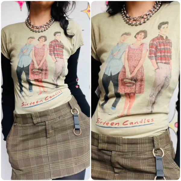 Vintage 90s Sixteen Candles Movie T Shirt - Soft & Faded Baby Tee Size M - AS IS