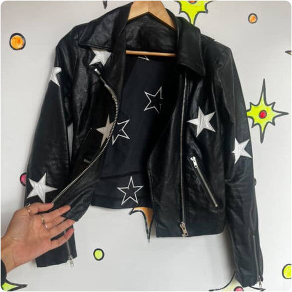 Y2K | Vegan Black Faux Leather Jacket Indie Sleaze Fairy Grunge Glam Rock | M