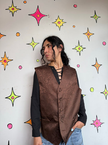 Romantic Steampunk Brown Paisley Suit Vest Dark Academia Dandy L