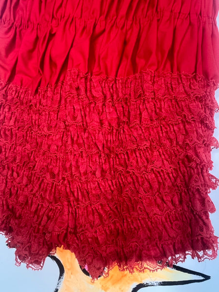 Red Lace Bloomers Malco Modes Western Babydoll Frilly Kawaii Lolita M