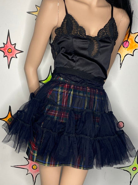 Black Tulle Tutu Skirt | Whimsy Goth Coquette Fairy Crinoline Cupcake Skirt M