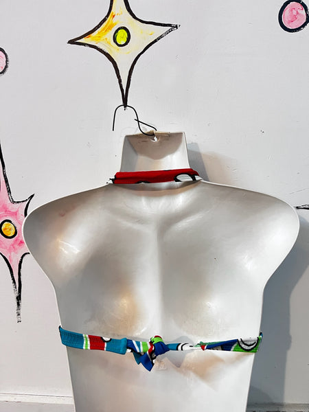 Retro 60s Style Bikini Top ' Retro Psychedelic Halter Top ' Y2K Festival Rave SM