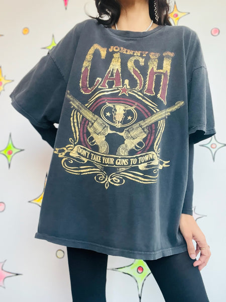 Johnny Cash Concert Tee Oversized Band T Shirt Boho Grunge Outlaw Country XL+