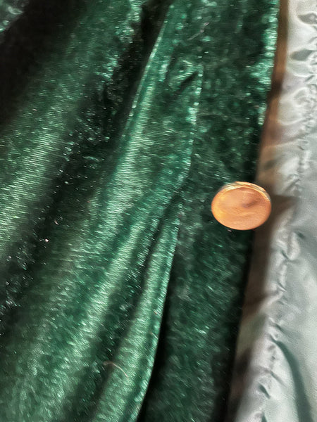 Emerald Green Velvet Goth Robe Witch Sorceress Bell Sleeve Fairy Grunge Goddess