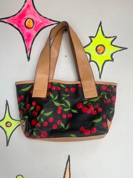 Vintage Kawaii 90s Y2K Black Cherries Mini Purse Duck Head Vinyl Shoulder Bag