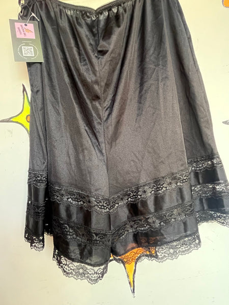 Vintage Black Tap Panties Lace Nylon Bloomers Lingerie Lounge Shorts XL+