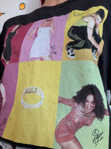 Vintage Y2K Spice Girls Graphic Tee Thrashed Indie Sleaze Pop Music Shirt | L/XL