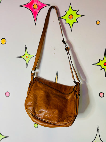 Vintage Soft Genuine Leather Boho Grunge Brown Western Satchel Crossbody Bag