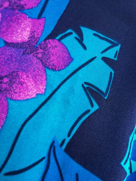 Vintage 70s/80s Teal & Magenta Tiki Hawaiian Night Robe | Retro PJs – M