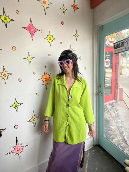 Lime green Neon Cyber Grunge Avant Garde Statement Blazer Maximalist XL