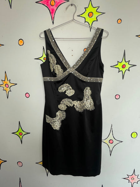 Satin Slip Babydoll Dress Lace Fairy Grunge Romantic Dress Lingerie Style Mini M