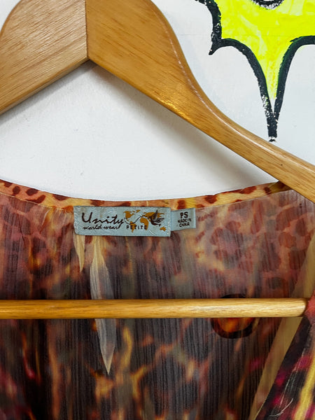 Vintage Y2K Affliction-Style Boho Grunge Fairy Tattoo Tee Crochet Embellished S