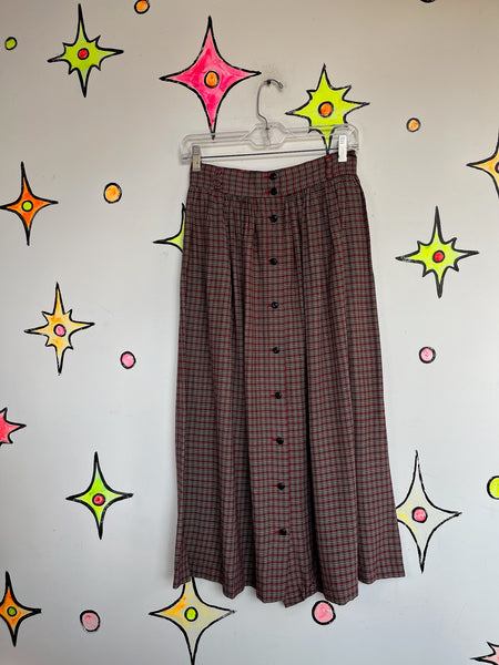 Vintage 80s Banana Republic Plaid Midi Skirt Boho Grunge Academia Style – Small