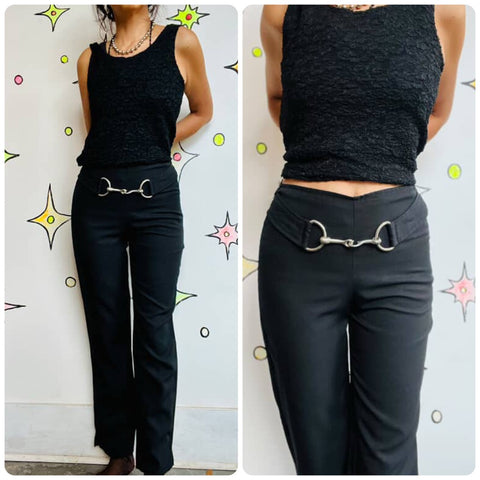 Vintage 90s Black Fairy Grunge Belted Pants – Mall Goth Metalcore – Sz XS/2