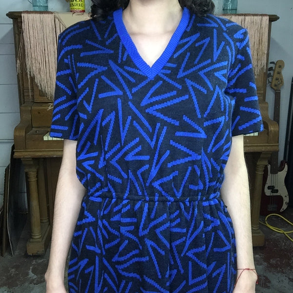 Vintage 80s | Geometric Stranger Things Sweater Dress |