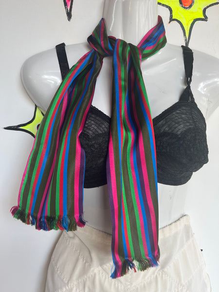 Vintage Lux Rainbow Stripe Silk Scarf