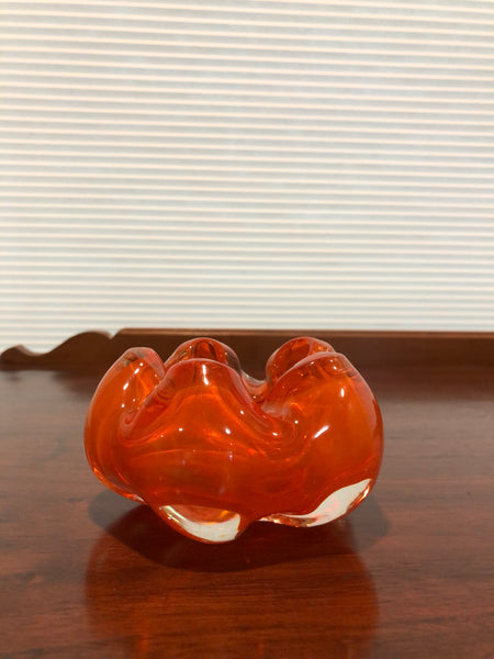 Vintage Mod MURANO Orange Art Glass Bowl | Trinket Dish | Ashtray