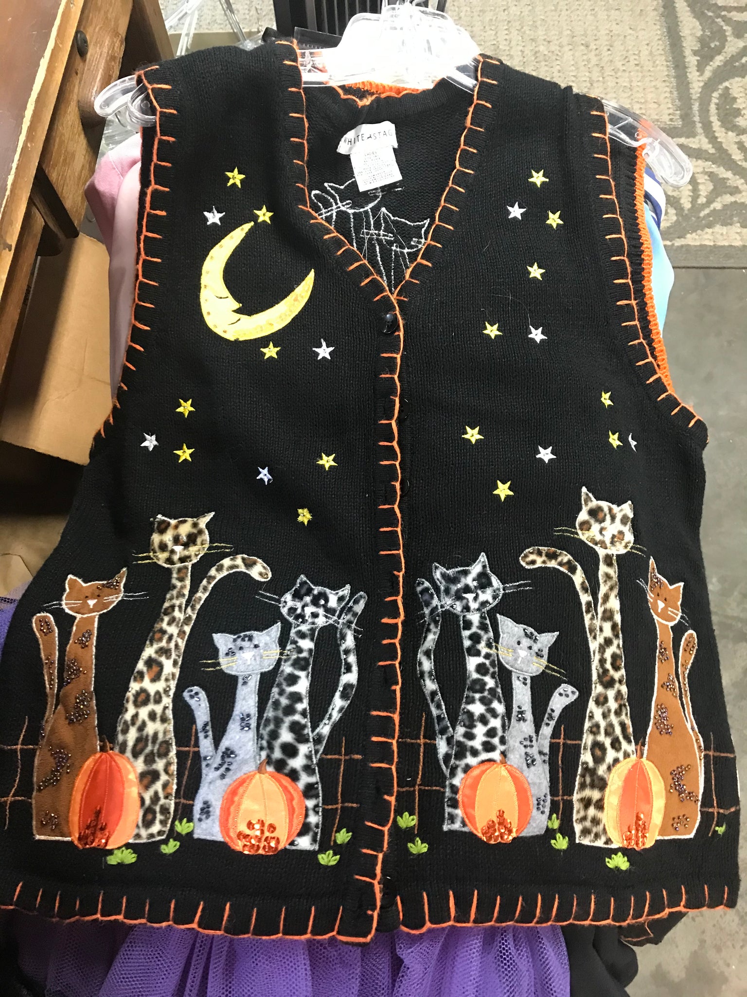 VTG | Cats Halloween Sweater Vest | Size L