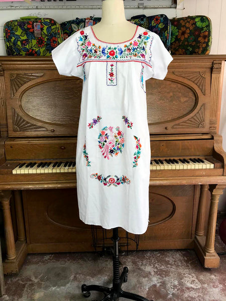 Vintage | Mexican MuuMuu Woven Hand Embroidered Ethnic Dress Boho Festival | S