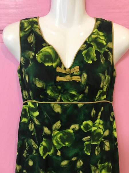 Alfred Shaheen | Vintage 60s Green Hawaiian Asian Inspired Dress | Sz S