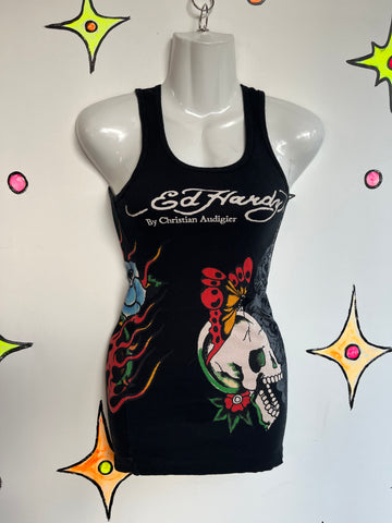 Vintage 1990's 90s | Ed Hardy By Christian Audigier Tee T Shirt Tank Top | XS