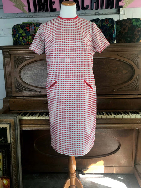 Vintage 60s 70s | Red GoGo Mod Scooter Space Age Dress Groovy Minidress | XL