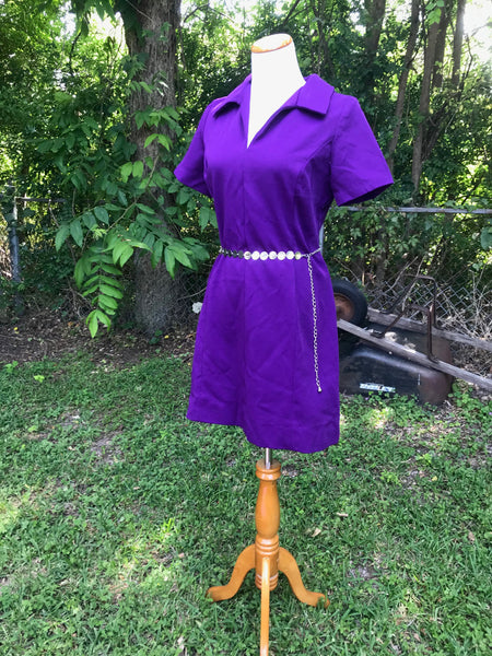 Vintage 60s 70s | Purple GoGo Mod Scooter Dress Groovy Minidress | L XL