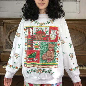 Vintage 80s 90s | Teddy Bear Tacky Ugly Christmas Sweatshirt Sweater | L