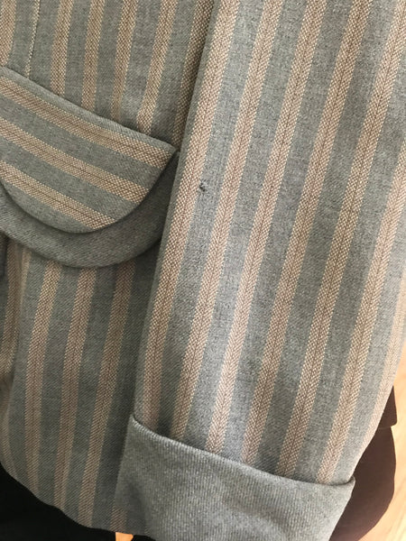 Vintage 1940s 1950s | Gray Striped Wartime Suit Coat Blazer Pinup Jacket | S