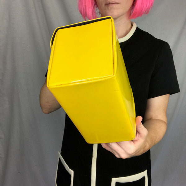 Vintage 1960s | Bright Yellow MOD GoGo Patent Leather Box Purse Bag Handbag