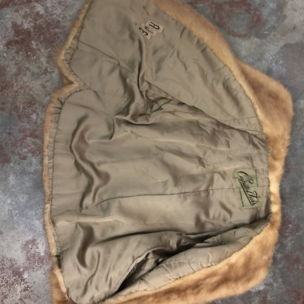 Vintage | Brown Tan Genuine Mink Fur Wrap Coat Stole Shawl Shrug Cape